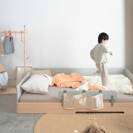 No. 1 Montessori Floor Bed with 3-sided Bedrails