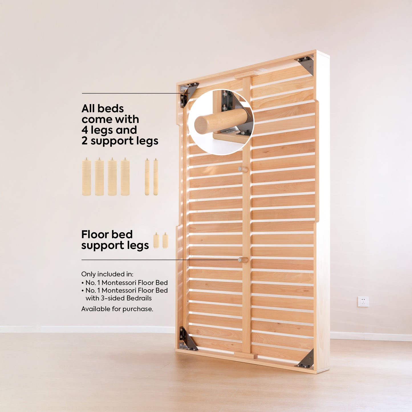 No. 1 Montessori Bed with Colourblock Padded Headboard