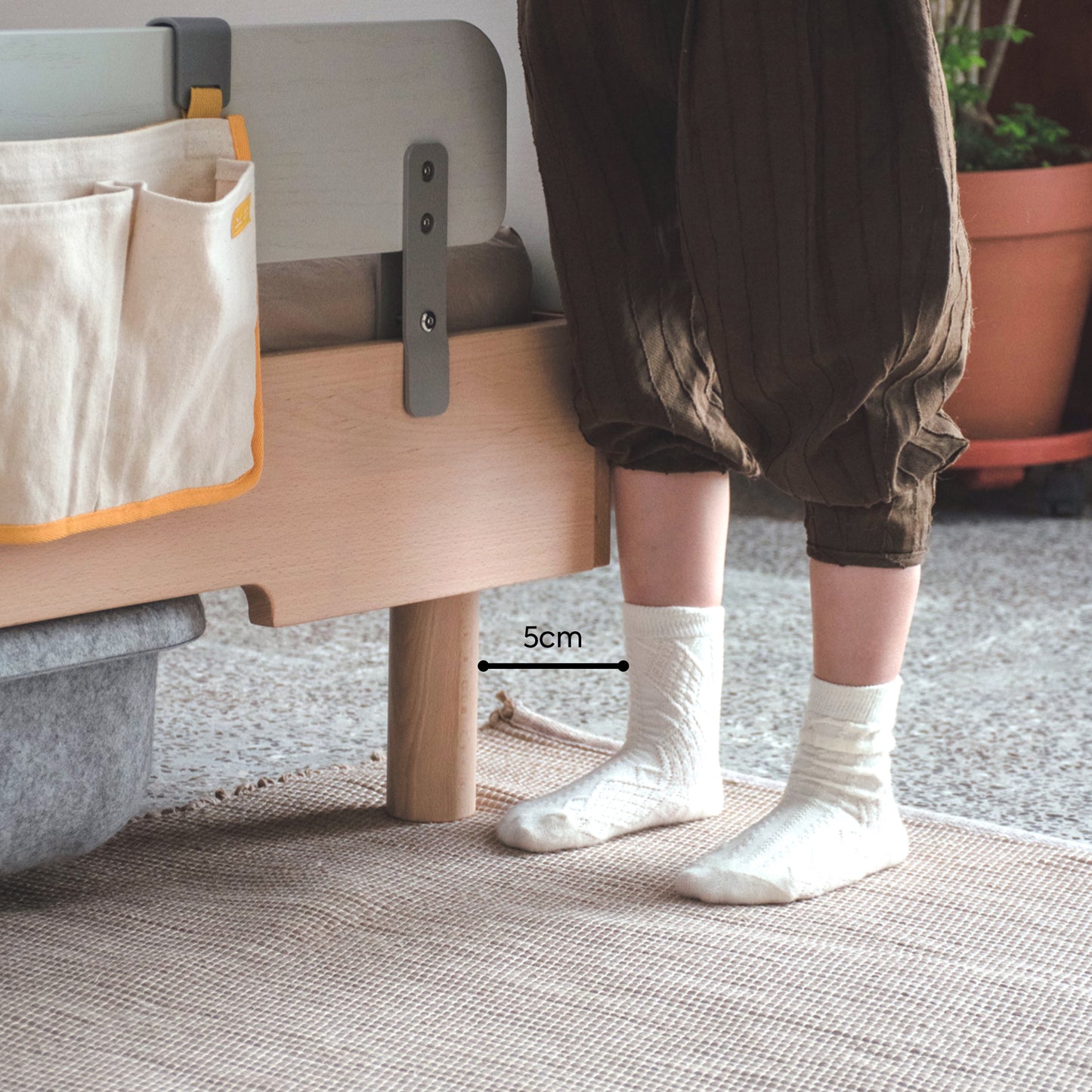 No. 1 Montessori Bed with Colourblock Padded Headboard