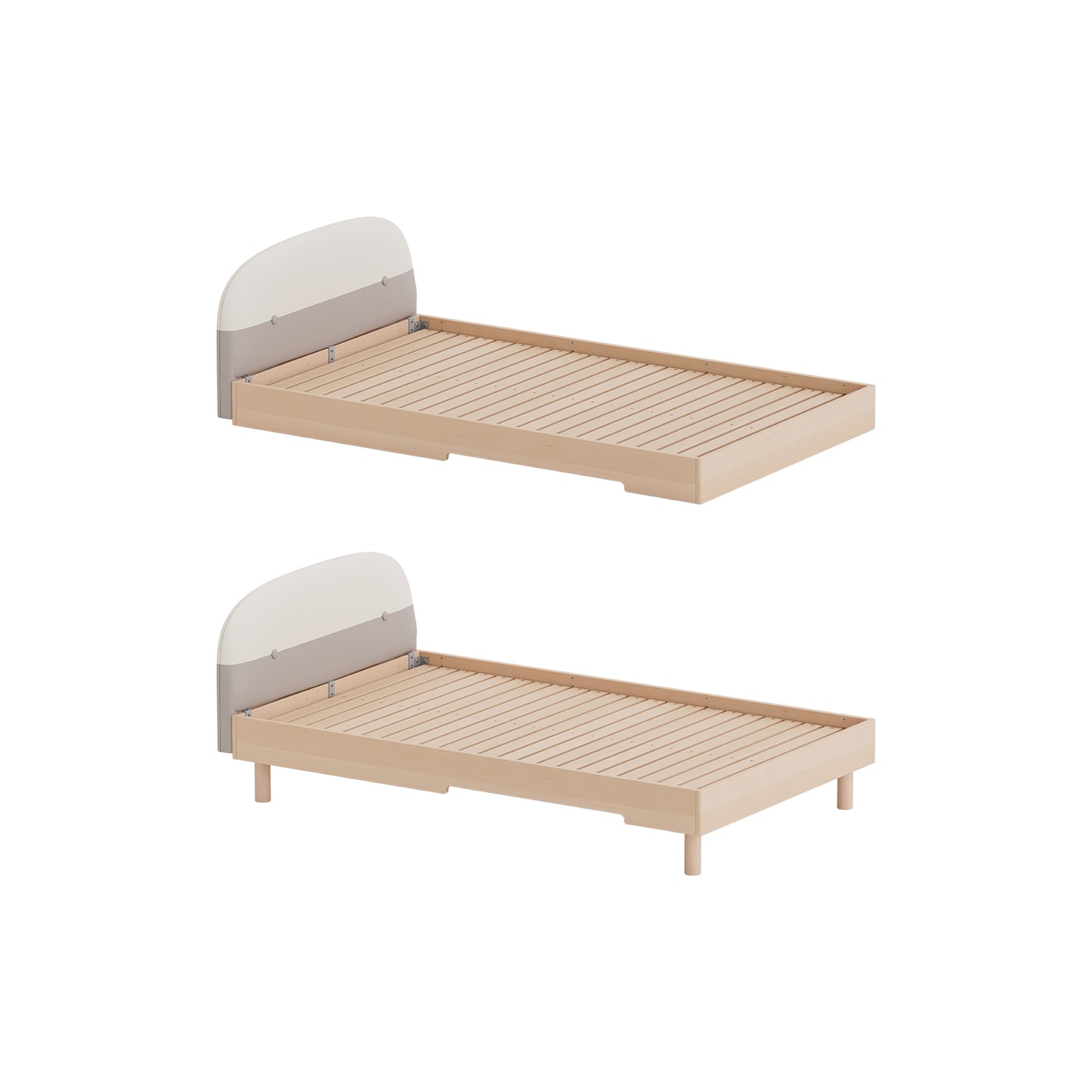 No. 1 Montessori Bed with Colourblock Padded Headboard