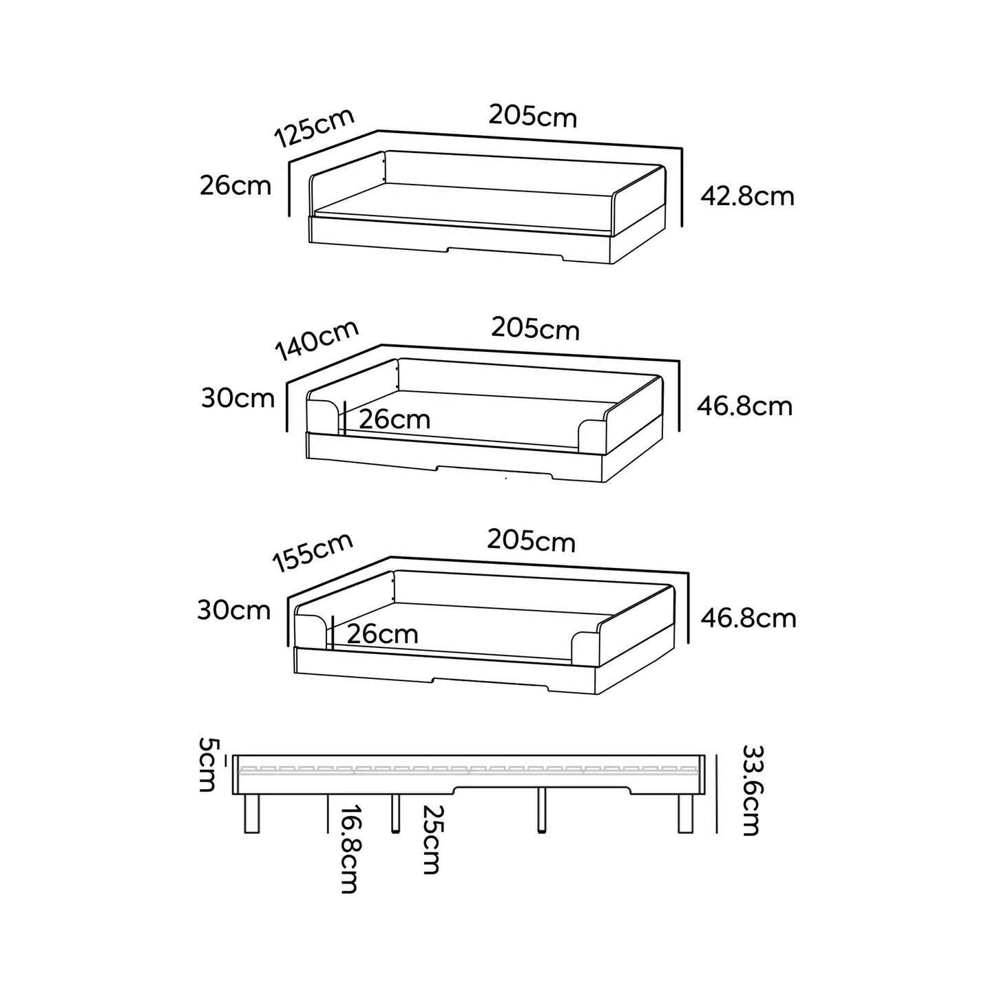 No. 1 Montessori Floor Bed with 3-sided Bedrails