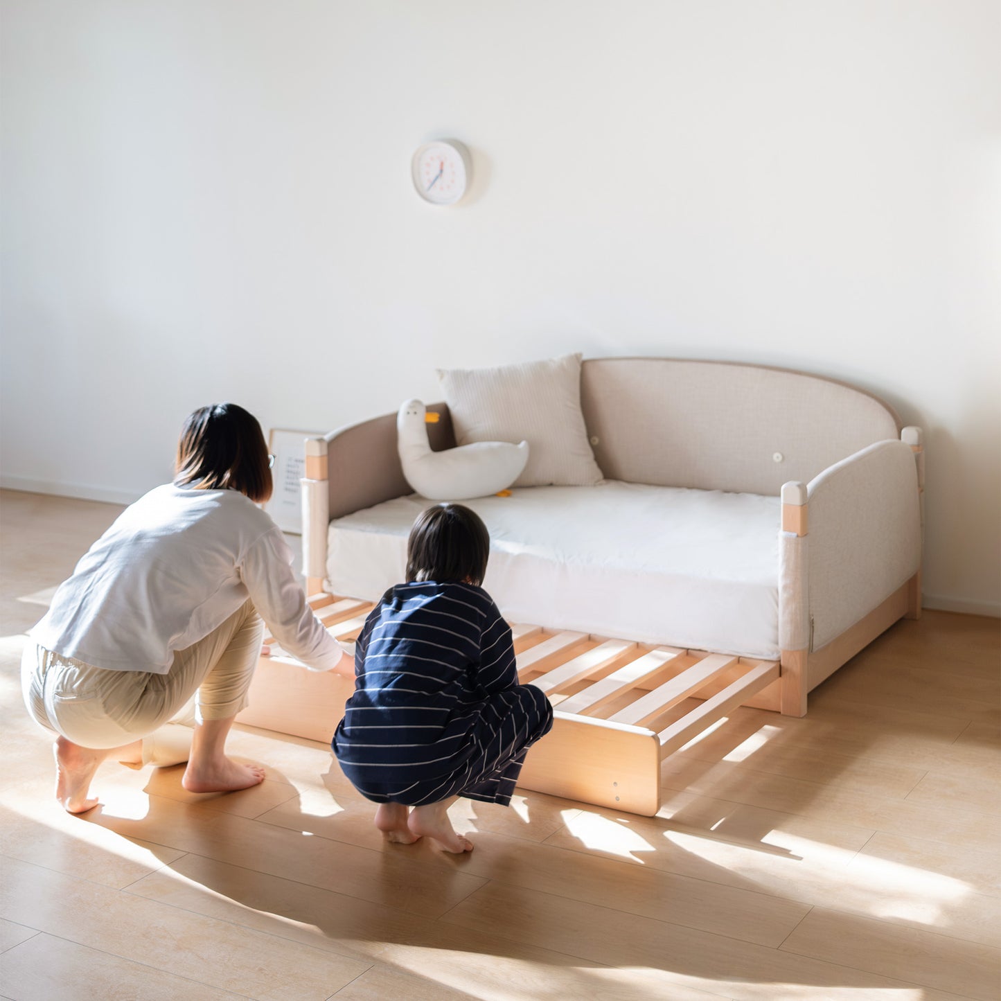 Wild Convertible Montessori Floor Bed with 3-sided Padded Bedrails